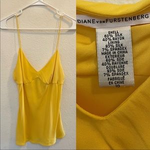 Diane Von Furstenberg yellow silk lined cami tank top